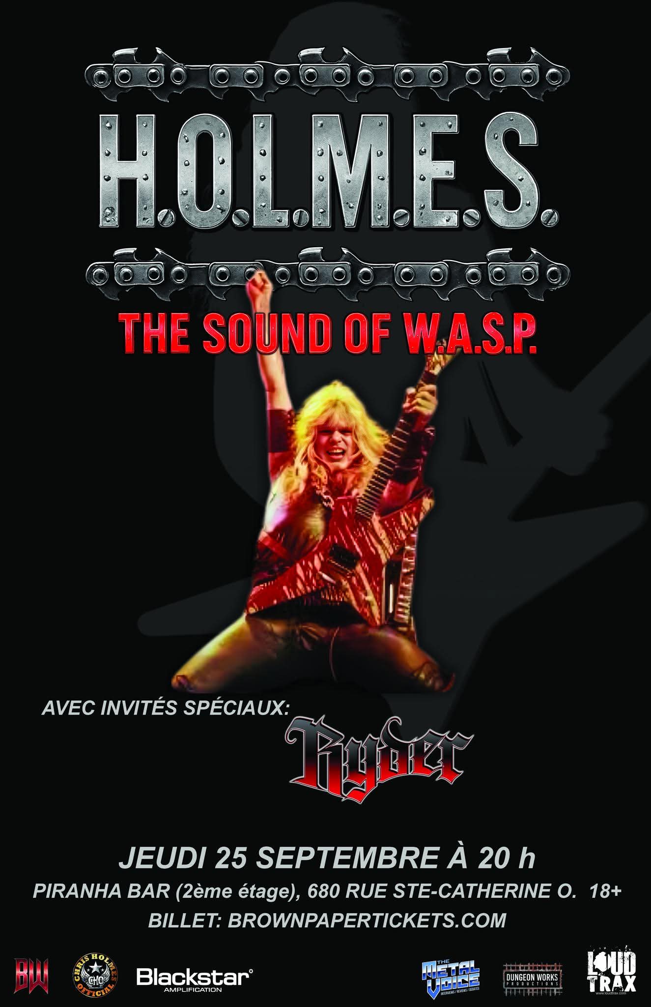 Chris Holmes/Ryder Live at Piranha Bar (Montreal, Quebec, Canada) ticket