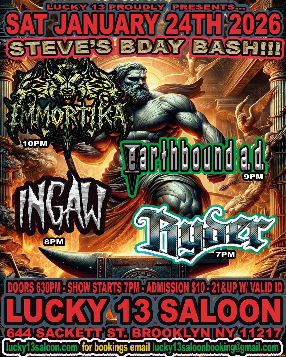 Ryder Live at Lucky 13 (Brooklyn, NY) 1/24/26 Ticket